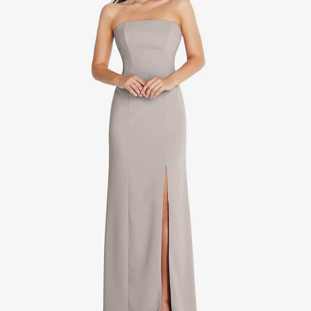Thread strapless bridesmaid gown